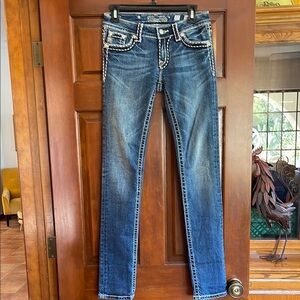 Miss Me Blue Boot Cut Jeans with Classic Fading